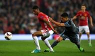 MANCHESTER, ENGLAND - MAY 11:  Facundo Roncaglia of Celta Vigo puts pressure on Marcus Rashford of Manchester United during the UEFA Europa League, semi final second leg match, between Manchester United and Celta Vigo at Old Trafford on May 11, 2017 in Manchester, United Kingdom.  (Photo by Gareth Copley/Getty Images)